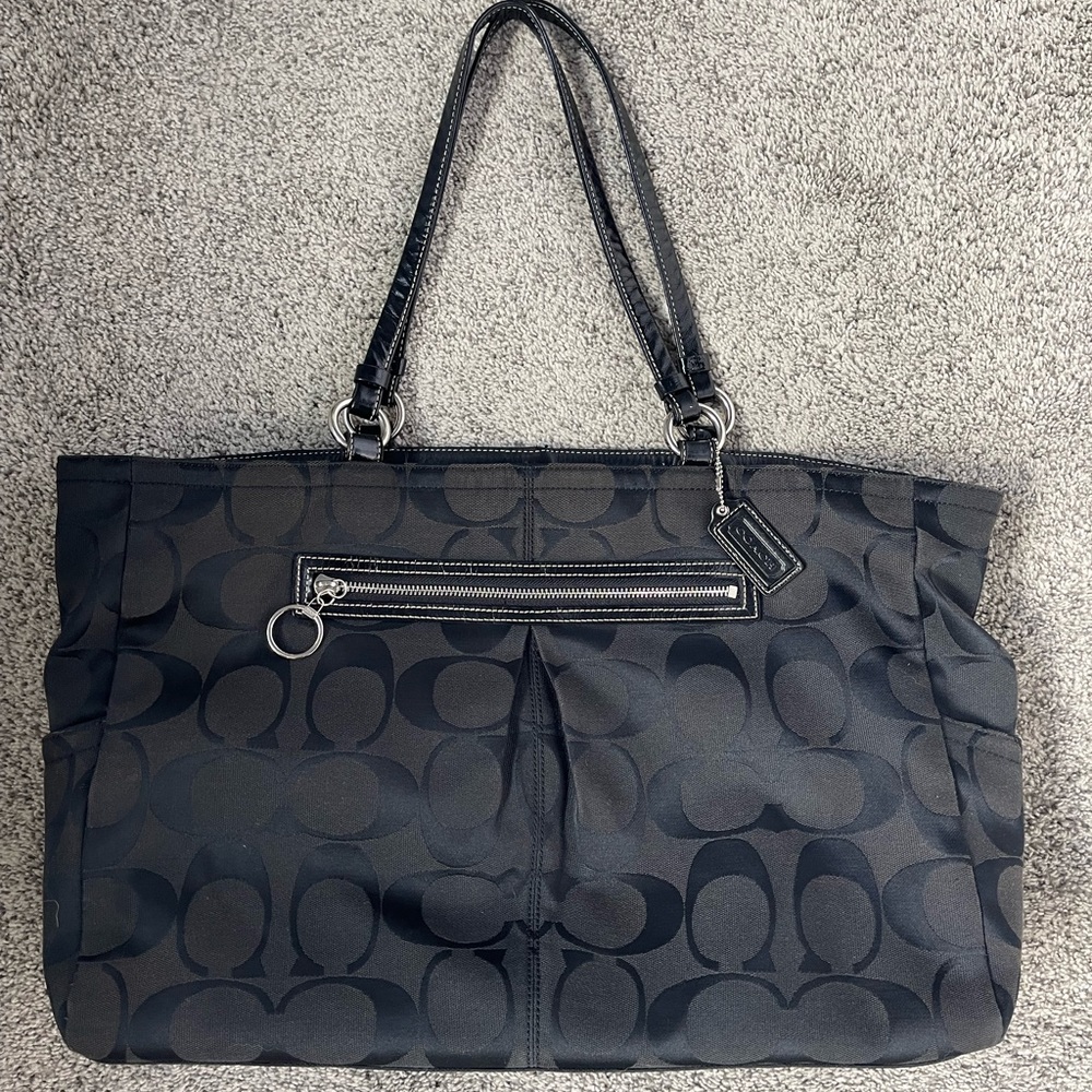 Coach Gabby Signature Tote Bag Purse F14863 Black Monogram